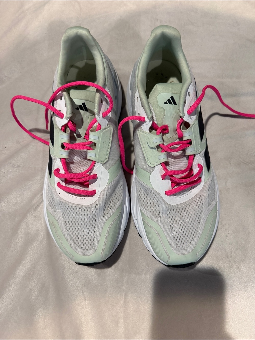 adidas Mint Green, White & Pink Lace Running Shoes